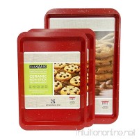 casaWare 3pc Multi-Size Cookie Sheet/Jelly Roll Pan Set (Red Granite) - B07486N616